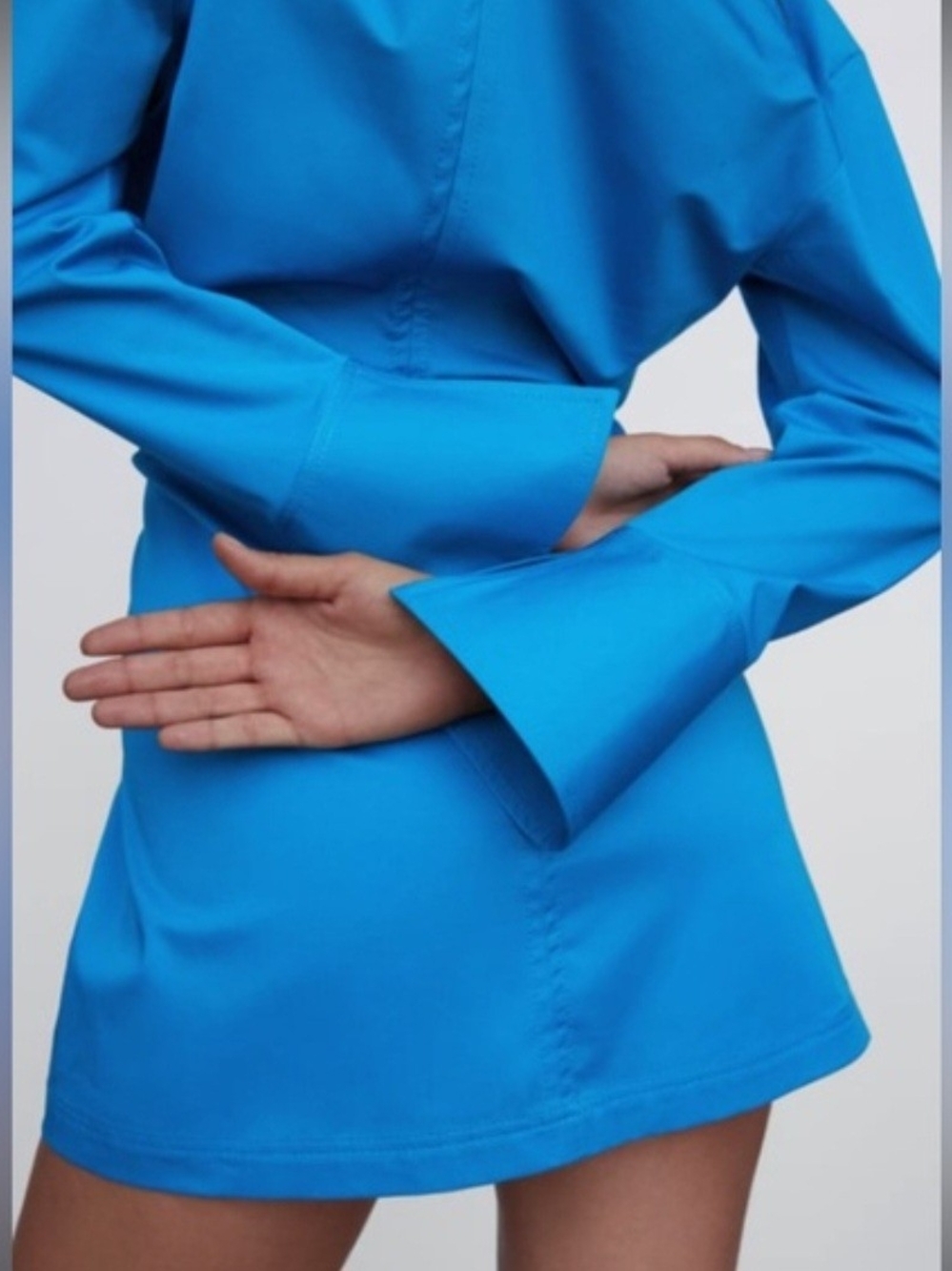 Zara Vibrant Turquoise Button-Down Shirt Dress - Picture 6 of 7